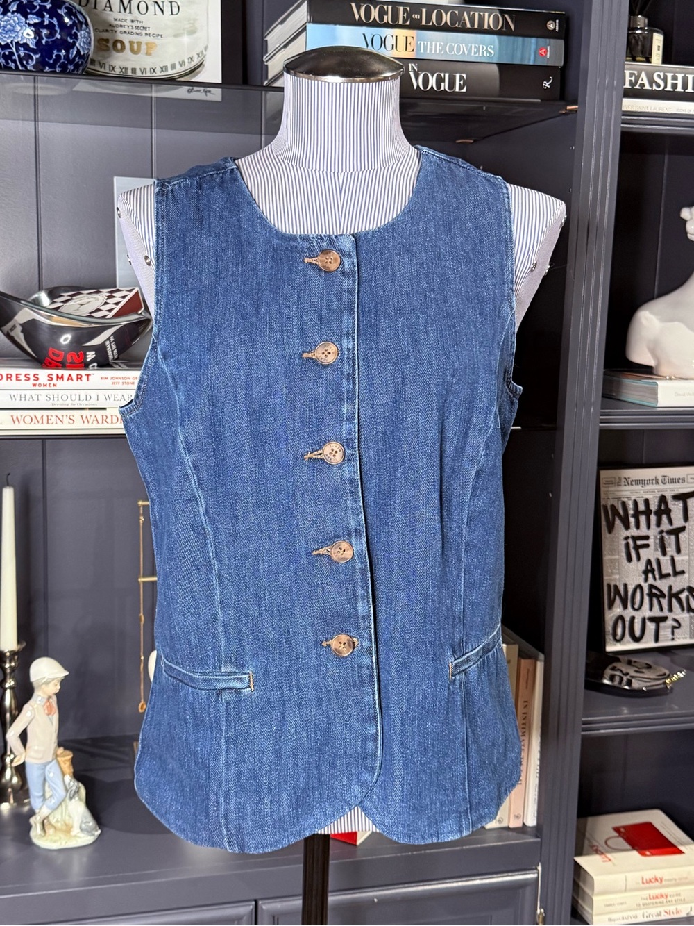 J.Crew Denim Sleeveless Vest Top – Medium Wash – Size 8